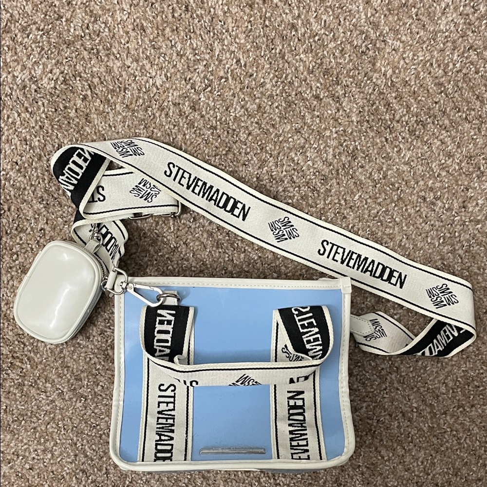 Steve Madden Light Blue Crossbody with Logo Strap